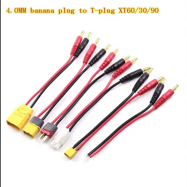 Battery Charger Cable 4.0mm Banana Male Connector To XT90/ XT60/ XT30/ T Plug Silicone Cable 20CM For RC Lipo Battery