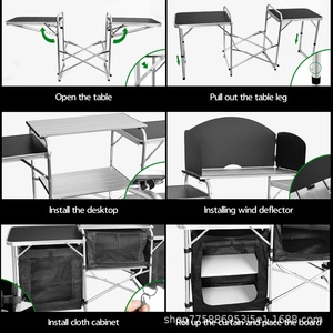Portable Outdoor <strong>Camping</strong> Kitchen with Folding Table Folded Metal <strong>Storage</strong> Cabinets for Events Mobile Kitchen <strong>Unit</strong> - Product Image 3