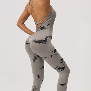 ชุดจั๊มสูทออกกำลังกายแบบไร้รอยต่อ ลายมัดย้อม กระชับสะโพก เหมาะสำหรับฟิตเนส เล่นโยคะ และออกกำลังกาย สำหรับผู้หญิง - Product Image 5