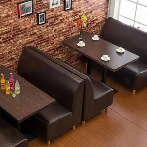 Ensemble <span class=keywords><strong>de</strong></span> mobilier <span class=keywords><strong>de</strong></span> <span class=keywords><strong>restaurant</strong></span> commercial en cuir véritable, canapé en forme <span class=keywords><strong>de</strong></span> <span class=keywords><strong>L</strong></span> avec table à manger carrée en bois et chaise pour café - Product Image 2