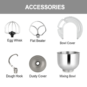 Máy trộn thực phẩm điện gia dụng 5QT 300W, tiếng ồn thấp, nhỏ gọn, dùng làm bánh và nhào bột - Product Image 6