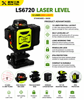 Instrument laser industriel Huake haute précision 12 lignes à lumière verte, auto-nivelant 3 mm, diamètre de la sonde 1 mm pour le nivellement mural
