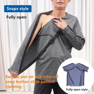 Accessoires unisexes pour patients alités, handicapés, entièrement ouvrables des deux côtés, manches longues, post-chirurgie, pour personnes âgées, en coton et polyester - Product Image 2