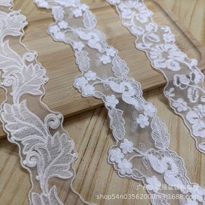 Passamaneria in pizzo di poliestere ricamato a filo sottile in rete bianca stile francese, decorazione floreale, accessori fai da te per orli di abiti, matrimoni, <span class=keywords><strong>Lolita</strong></span> - Product Image 2