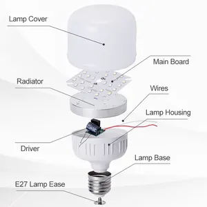 Bombilla Led de alta calidad, Bombilla moderna de 360 grados con controlador E27, 5W, 10W, 15W, 20W, 30W, para iluminación interior, Skd, Material crudo