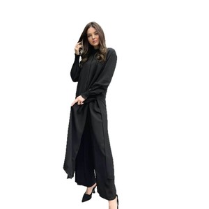 Ensemble deux pièces pour femmes, chemise longue, pantalon droit, couleur unie, costume décontracté, style japonais coréen, SMLXLXXL, bleu, 80-90% tissu - Product Image 5