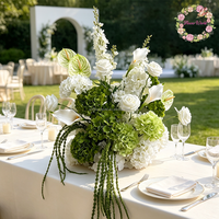 Nouvelles boules de fleurs artificielles en soie blanches et vertes, style réaliste, écologiques, pour décoration de table de mariage, demande en mariage, exposition, hall d'exposition