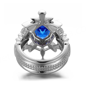 แหวนทองคำขาวแท้ 18K ประดับพลอยสังเคราะห์สีน้ำเงิน ดีไซน์หรูหรา ออกแบบตามสั่ง เหมาะสำหรับงานปาร์ตี้ เครื่องประดับชั้นสูง แหวนสวยงามสำหรับผู้หญิงและผู้ชาย - Product Image 3