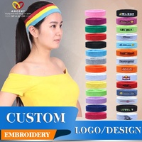 Headband Olahraga Rajut Penyerap Keringat dari Polyester dengan Logo Bordir Custom untuk Lari dan Bersepeda