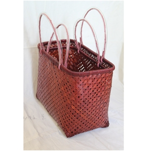 2025 Durable écologique rouge bambou Vintage multifonction panier de transport élégant blanc poignées à la main pour l'épicerie maison - Product Image 6