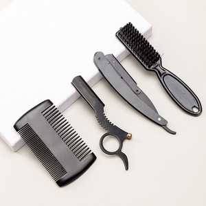 Ensemble de toilettage de la barbe Wanmei, 3 pièces, brosse ovale, peigne double face, sac de rangement, kit de soin de la moustache portable pour hommes - Product Image 4