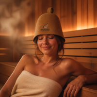 Bonnets de Douche en Feutre de Laine d'Australie de Luxe, Doux, Réutilisables, Écologiques, avec Logo Personnalisé pour le Bain et la Sauna