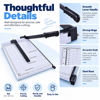 Massicot A4 polyvalent avec base en acier stable pour la découpe de papier multi-format (pour menus, listes de prix)