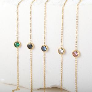 Women Simple <b>Bracelet</b> Stainless Steel <b>Adjustable</b> Single Diamond Colored Gem <b>Bracelet</b> - Product Image 4