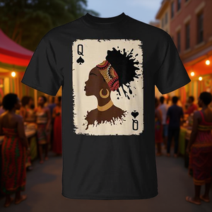Camiseta de Manga Corta con Cuello Redondo para Mujer Afroamericana, Diseño de Reina Negra, Orgullosa de su Melanina, Unisex, para Adultos, Promocional - Product Image 3