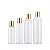 Bouteilles cosmétiques cylindriques en plastique 4oz 8oz avec bouchon disque, emballage cosmétique blanc noir avec or argent