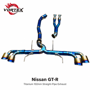 ท่อไอเสียแบบตรง Vortex Titanium สำหรับ Nissan GT-R R35 3.8L V6 Twin Turbo ขนาด 102 มม. ปลายท่อสีฟ้าเบิร์นท์แบบ Pie Cut - Product Image 1