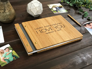 Factory Wholesale A4 A5 Wooden Cover <strong>Wedding</strong> Guest Book Album Memory Message Notebook <strong>Keepsake</strong> for Anniversary Birthday Journal - Product Image 6
