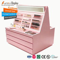 Présentoir cosmétique multicouche haut de gamme avec bande LED lumineuse, étagères en acrylique transparent, robuste et durable, montage facile pour les magasins de détail