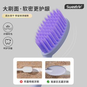 Cepillo de dientes Sweztrip con cabezal ancho y cerdas suaves para adultos, cuidado bucal prémium - Product Image 4