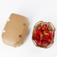 Boîtes biodégradables pour fraises et myrtilles, panier, conteneur, emballage pour baies avec plateau en papier kraft, couvercle en PLA