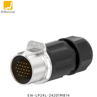 Conector Circular Industrial E-Weichat LP24 con Carcasa Metálica, Tipo Push-Pull, Impermeable IP67, Tipo Soldadura, 35A 500V, 2, 3, 4, 10, 12, 19, 24 Pines
