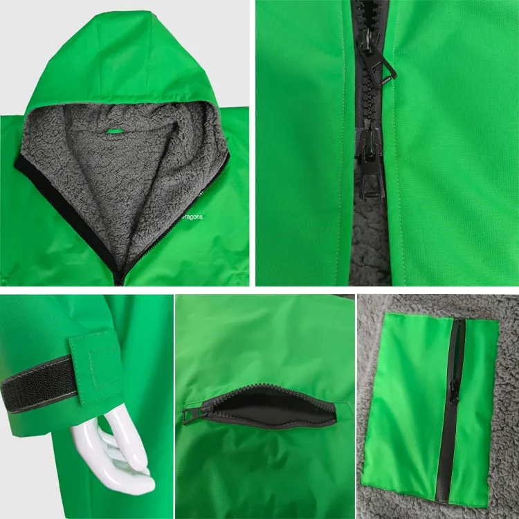 Waterdichte Swim Parka Robe Custom Logo Waterdichte Veranderende Poncho Robe Fleece Voering Zwem Parka Jas Jassen