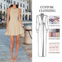 Robe évasée coupe beige sans manches pour femmes élégantes sur mesure, parfaite pour les rassemblements et occasions de soirée décontractés