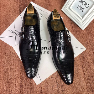 Chaussures en cuir pour hommes, chaussures de créateur élégantes à boucle, en cuir véritable pleine fleur, chaussures Oxford formelles, chaussures de costume - Product Image 6