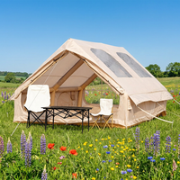 Tenda Safari Tiup 12m² 300D Oxford 3x4x2m Pintu Ganda Jendela Atap Ganda Kabin Berkemah Luas