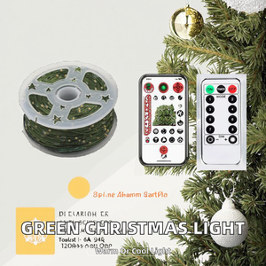 Guirlande lumineuse de Noël pour arbre de Noël, LED verte Cooper Fairy, 2m, IP44, blanc chaud, rotin vert foncé - Product Image 2