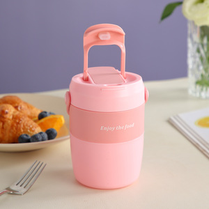 Pink Portable Lunch Box 304 Stainless Steel Insulated <b>Food</b> Jar With Lid And Spoon For Travel And Breakfast - Product Image 1