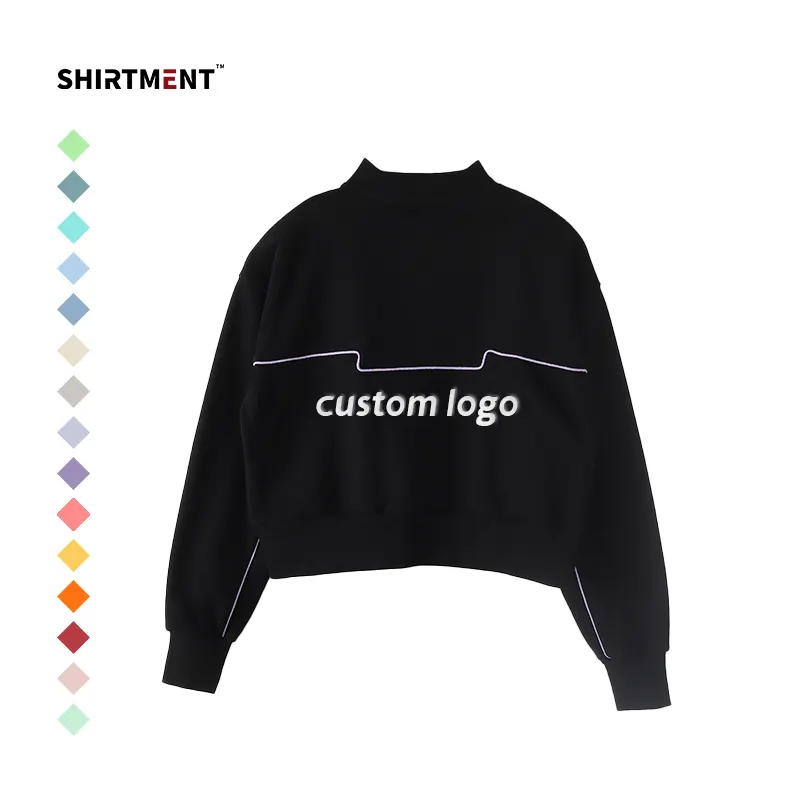 100% Cotton One Layer 320Gsm Black Sweatshirts Custom Logo Unisex Oversized Plus Size Pullover Unisex Hoodie