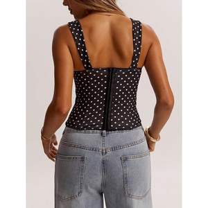 Haut Corset Y2K Personnalisé à Pois pour Femme, Bustier Sans Manches, Crop Top Moulant, Tenue de Soirée, Taille Cintrée, Tissu Tissé - Product Image 2