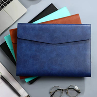 Porte-documents en cuir PU bleu marine avec logo personnalisé, imperméable, format A4, organiseur de documents, pochette pour le bureau