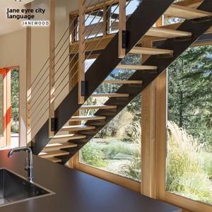 Barandilla de <span class=keywords><strong>hierro</strong></span> forjado a medida para <span class=keywords><strong>escalera</strong></span> de doble <span class=keywords><strong>viga</strong></span>, para interiores de loft, casas dúplex, villas, <span class=keywords><strong>escalera</strong></span> recta de acero y madera - Product Image 4