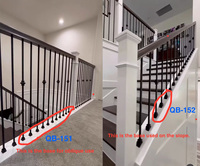 Balustrades en fer forgé élégantes à double collier creux de 1/2 * 44 pouces, pour les escaliers du hall d'hôtel, garde-corps d'escalier