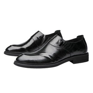 Chaussures pour hommes en cuir véritable, confortables, polyvalentes, à lacets et à talons hauts, chaussures habillées formelles avec semelle souple - Product Image 1