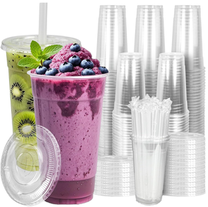 Gobelets jetables transparents en PET durables avec couvercles 16oz 24oz, gobelets personnalisés pour boissons froides à emporter, vente en gros, usine OEM - Product Image 1