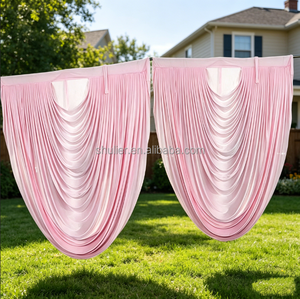 10*10FT Blanc Rideaux baroques préfabriqués à volants en Spandex avec poche pour tringle, drapés extensibles pour plafond - Product Image 4