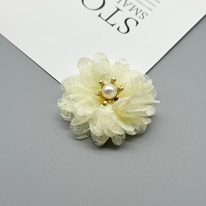 Accessoires pour cheveux en tissu 3D, fleurs en dentelle de 5 cm, style coréen, décorations pour vêtements, chaussures et sacs - Product Image 3