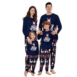 Vêtements de nuit pour femmes Factory Direct Christmas Parent-Child Clothing Explosion Autumn Wind <span class=keywords><strong>Homewear</strong></span> Polar Bear Printed Blue Suit - Product Image 1