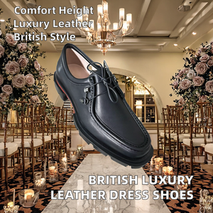 Zapatos de Vestir de Lujo para Hombre, Estilo Británico, Hechos a Mano, de Cuero Vacuno, con Cordones, que Aumentan la Altura, Diseño Sólido Cuadrado, para Bodas, Primavera - Product Image 2