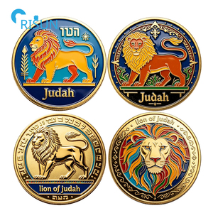 Pièce commémorative personnalisée du Lion de Juda, symbole religieux du judaïsme, avec inscription de la foi de Josué, jeton, médaillon, pièce de défi personnalisée du Lion de Juda - Product Image 1