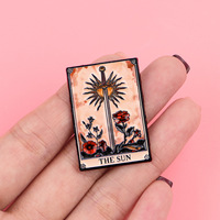 Broches et badges métalliques personnalisables en émail souple sur le thème du Tarot, du Soleil, de la Lune et des Étoiles, style gothique, vente en gros, directement de l'usine
