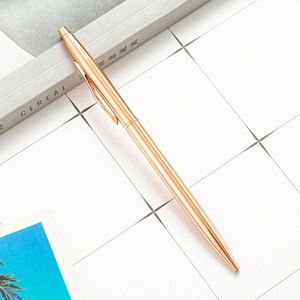 Cheap Luxury Laser Custom Logo Rose Gold Slim Metal <b>Ballpoint</b> <b>Pens</b> 0.5mm Black Ink for Hotel Promotion - Product Image 3