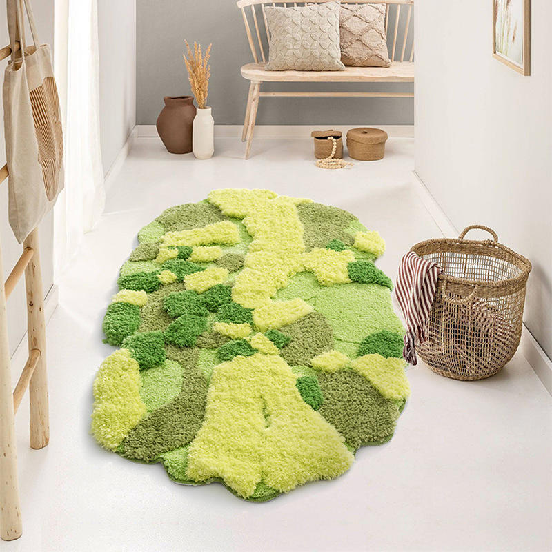 Tapis de sol floqué de forme irrégulière - jaune-vert