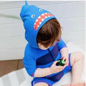 Maillot de bain une pièce à manches longues pour bébé garçon avec chapeau UPF 50+ Ensemble de maillot de bain anti-UV motif requin - Product Image 5