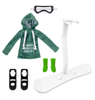 Poupée elfe en 3 couleurs, 30 cm, ensemble sportif de Noël - Ski, chaussures, accessoires