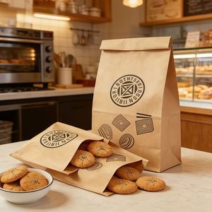 Bolsas de Papel Kraft para Panadería con Logotipo Personalizado - Empaque Ecológico para Galletas/Pasteles (Impresas, Duraderas) - Product Image 1